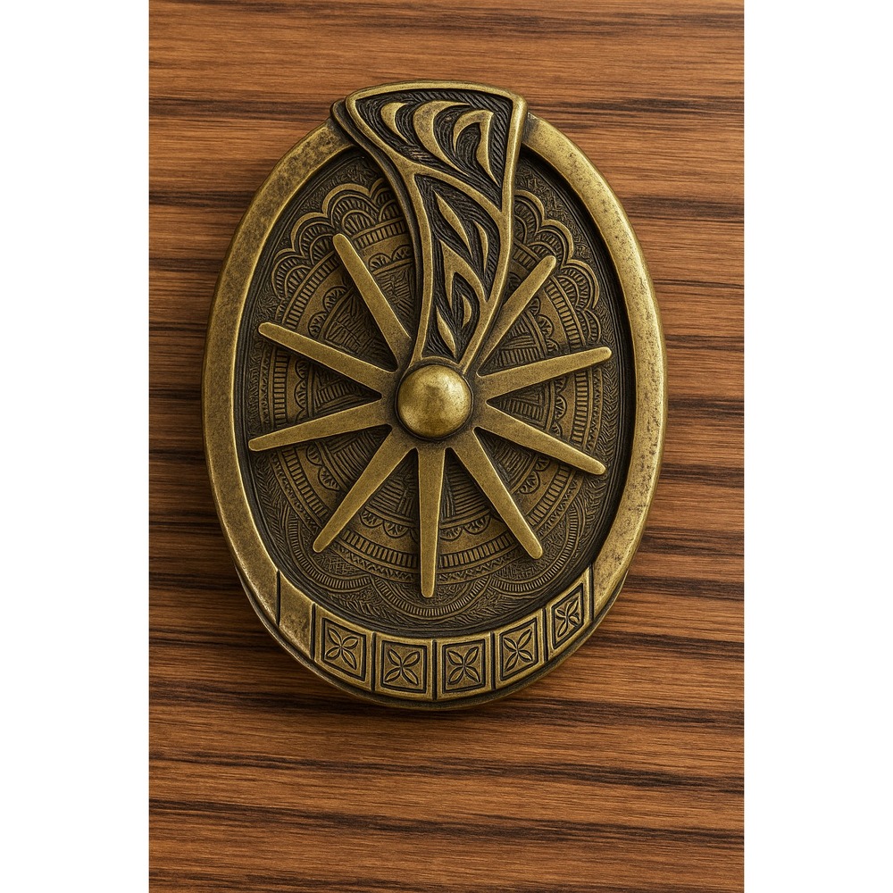 Vintage Brass Belt Buckle – Western Spur Wheel Design – Cowboy Rodeo Style